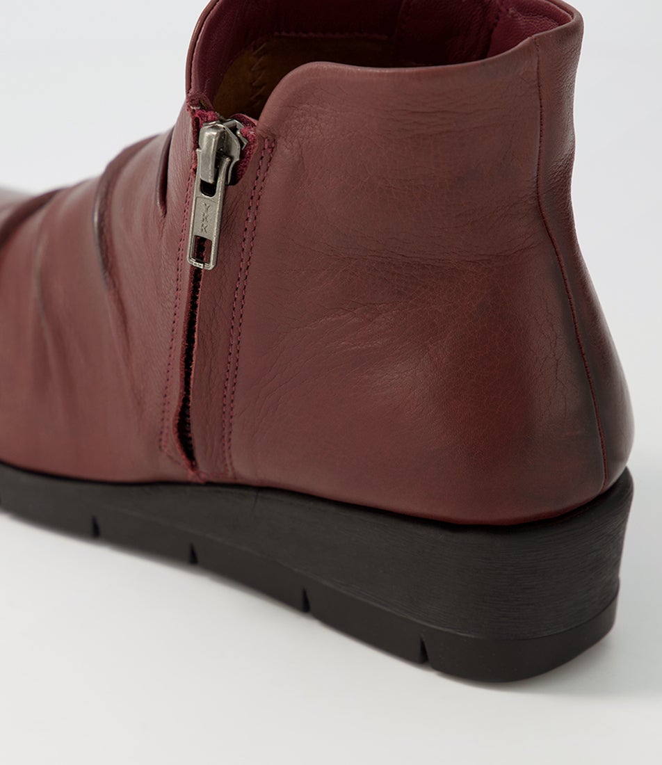 Maxie Wine Black Leather Ankle Boots