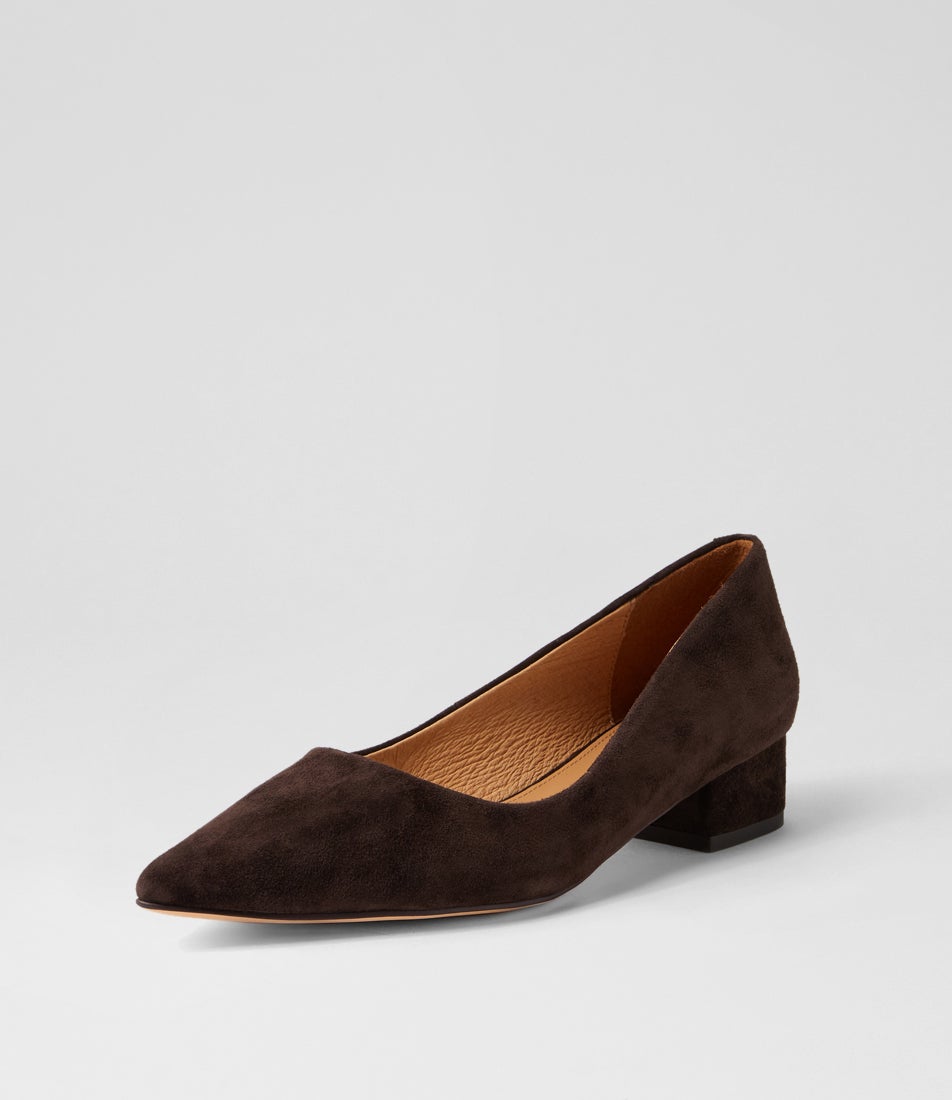 Thego Dark Choc Suede Heels