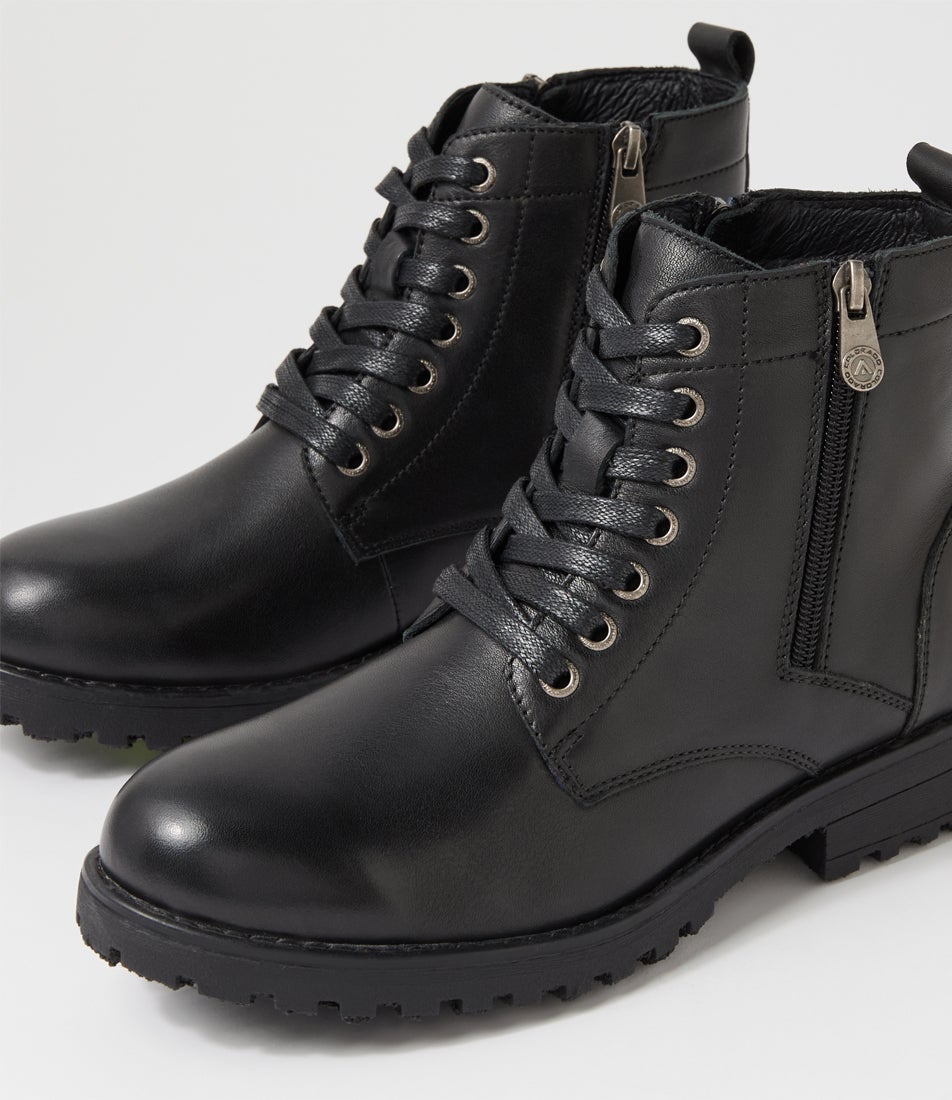 Arjo Black Leather Ankle Boots