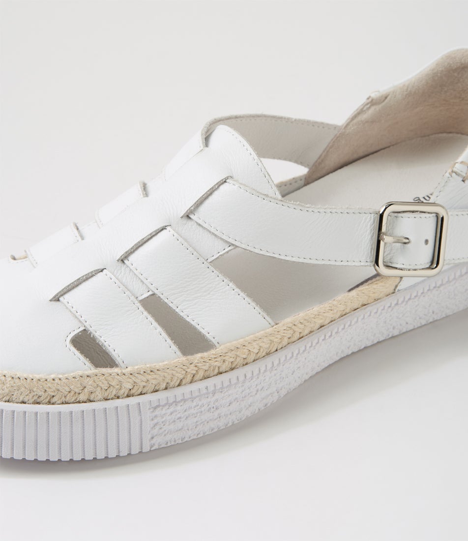 Tanzia White Leather Flat Shoes
