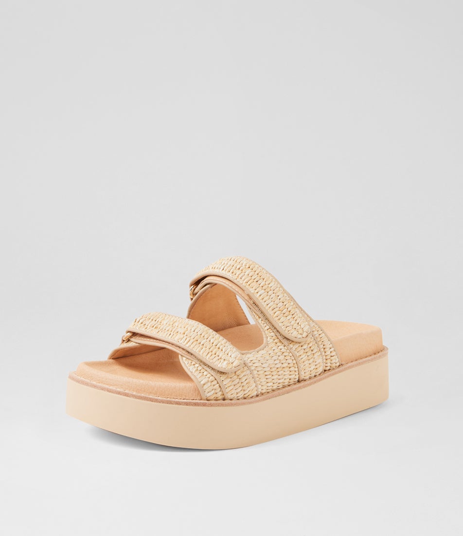 Gerada Natural Synthetic Raffia Slides