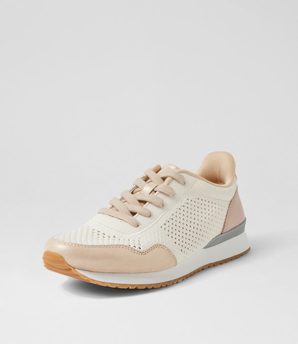 Imma Metallic Cream Leather Sneakers
