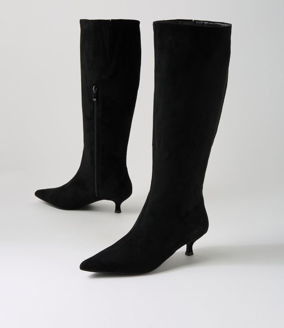 Lucila Ii Black Microsuede Knee High Boots