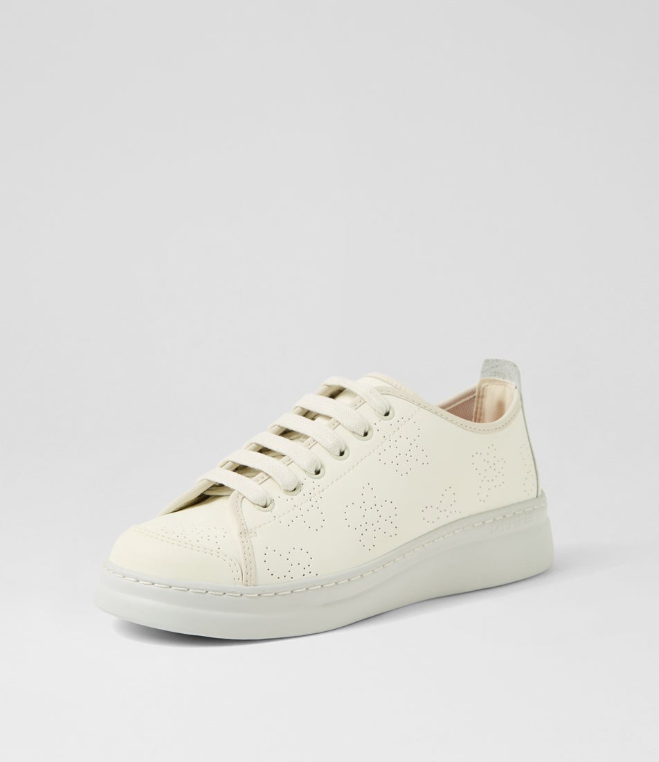 Runner Up Flowers White Natural Leather Sneakers