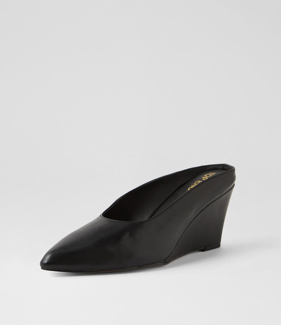 Catcha Black Leather Wedges Catcha Black Leather Wedges