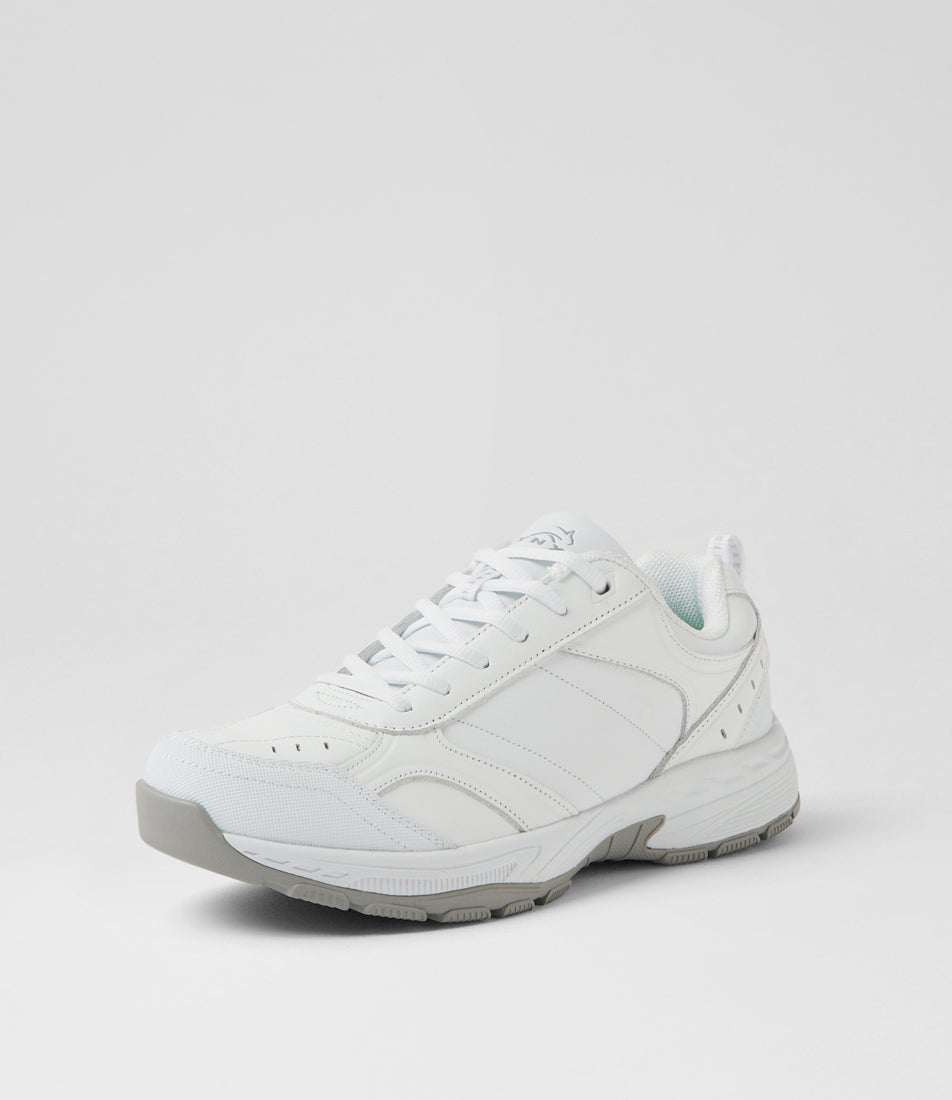 Elite Snr Wide White Leather Sneakers