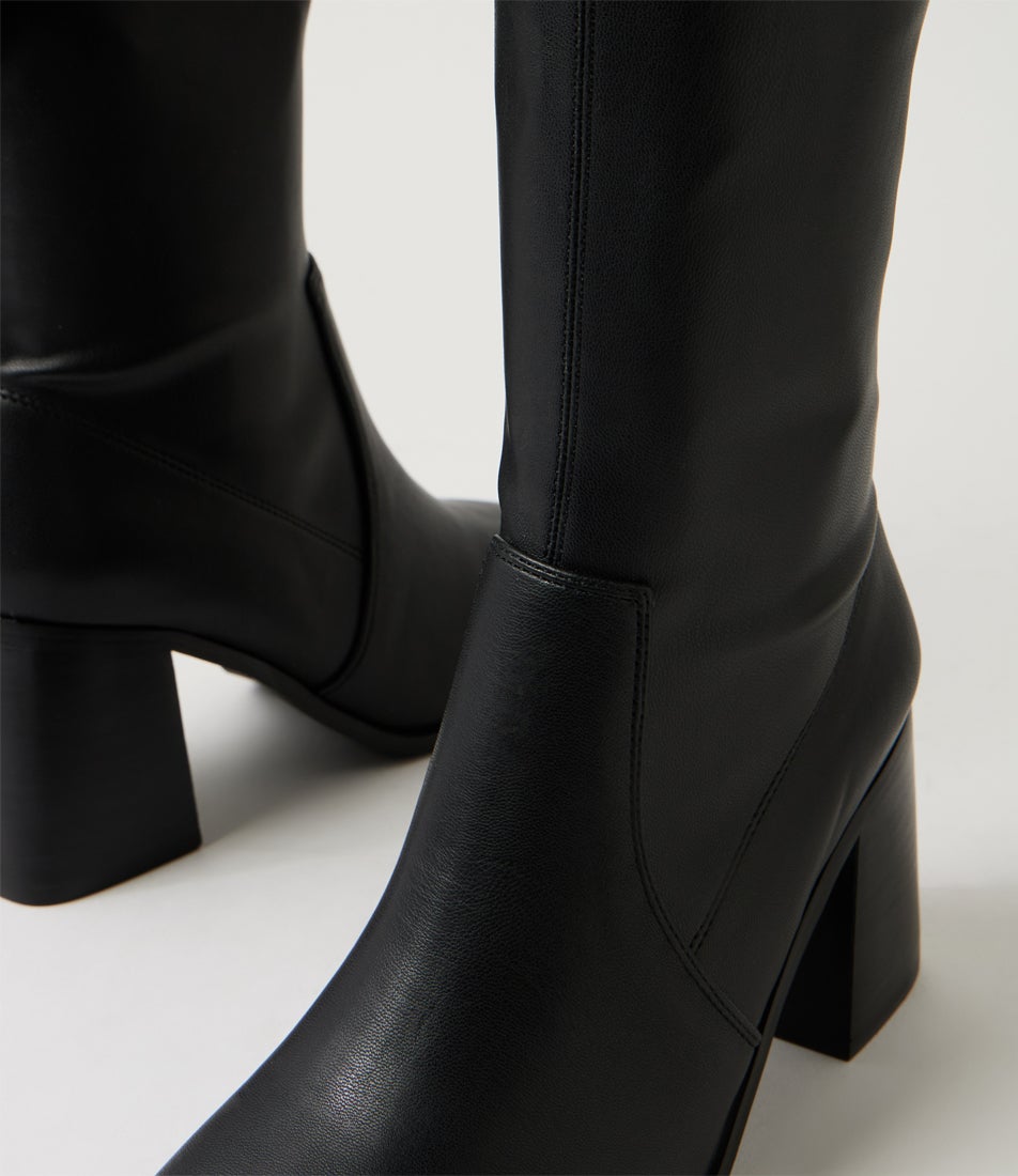 Liza Black Smooth Knee High Boots