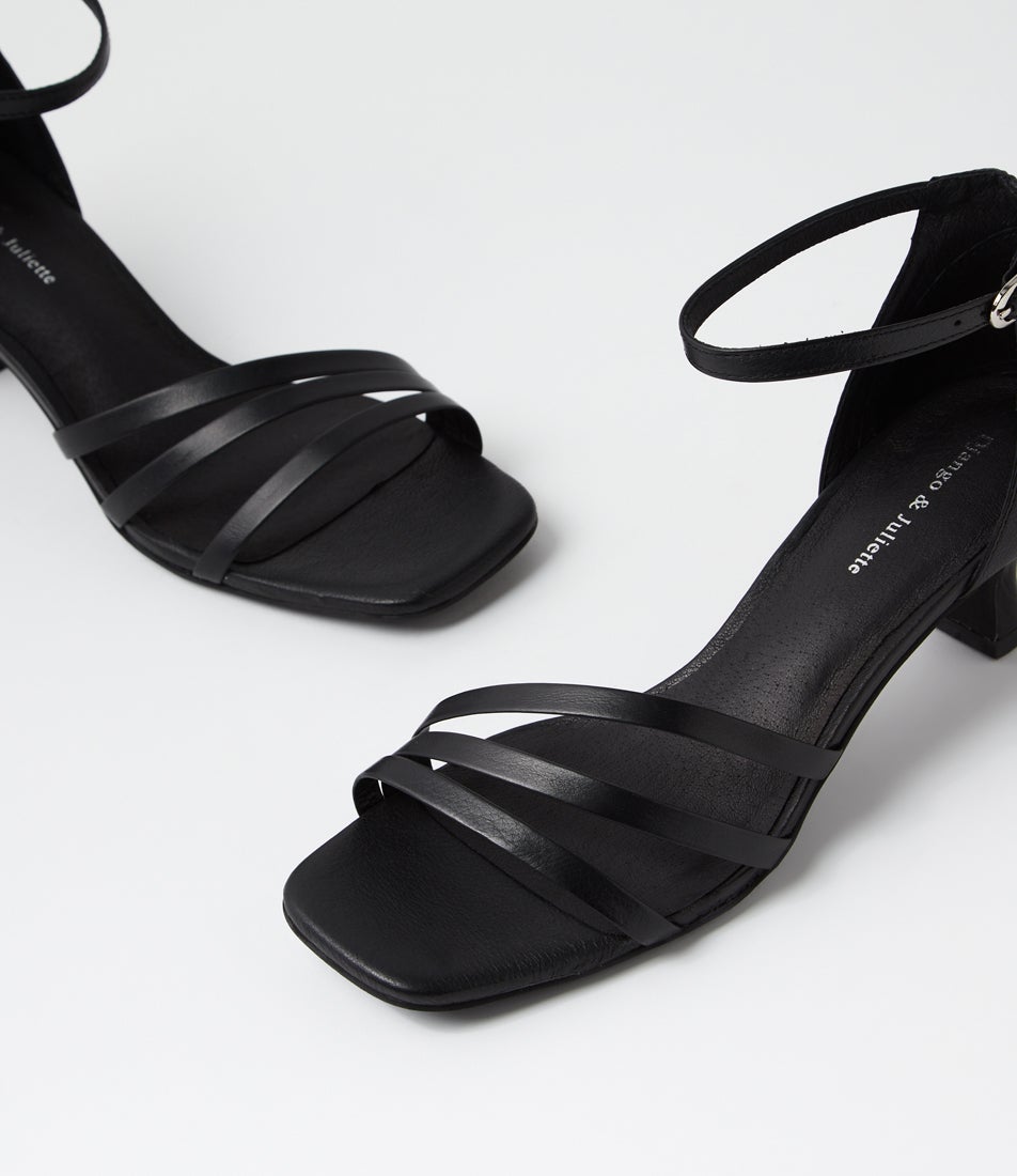 Utte Black Leather Sandals