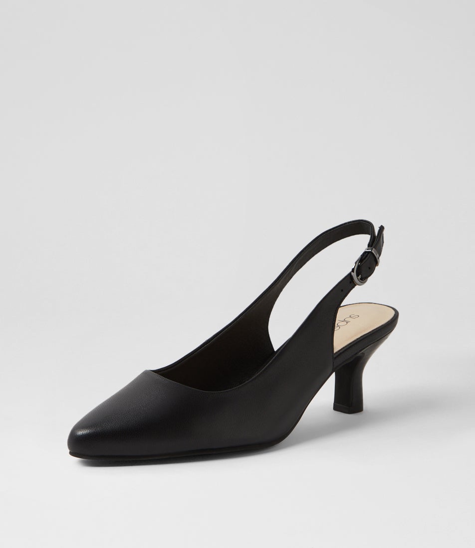 Coria Black Leather Heels