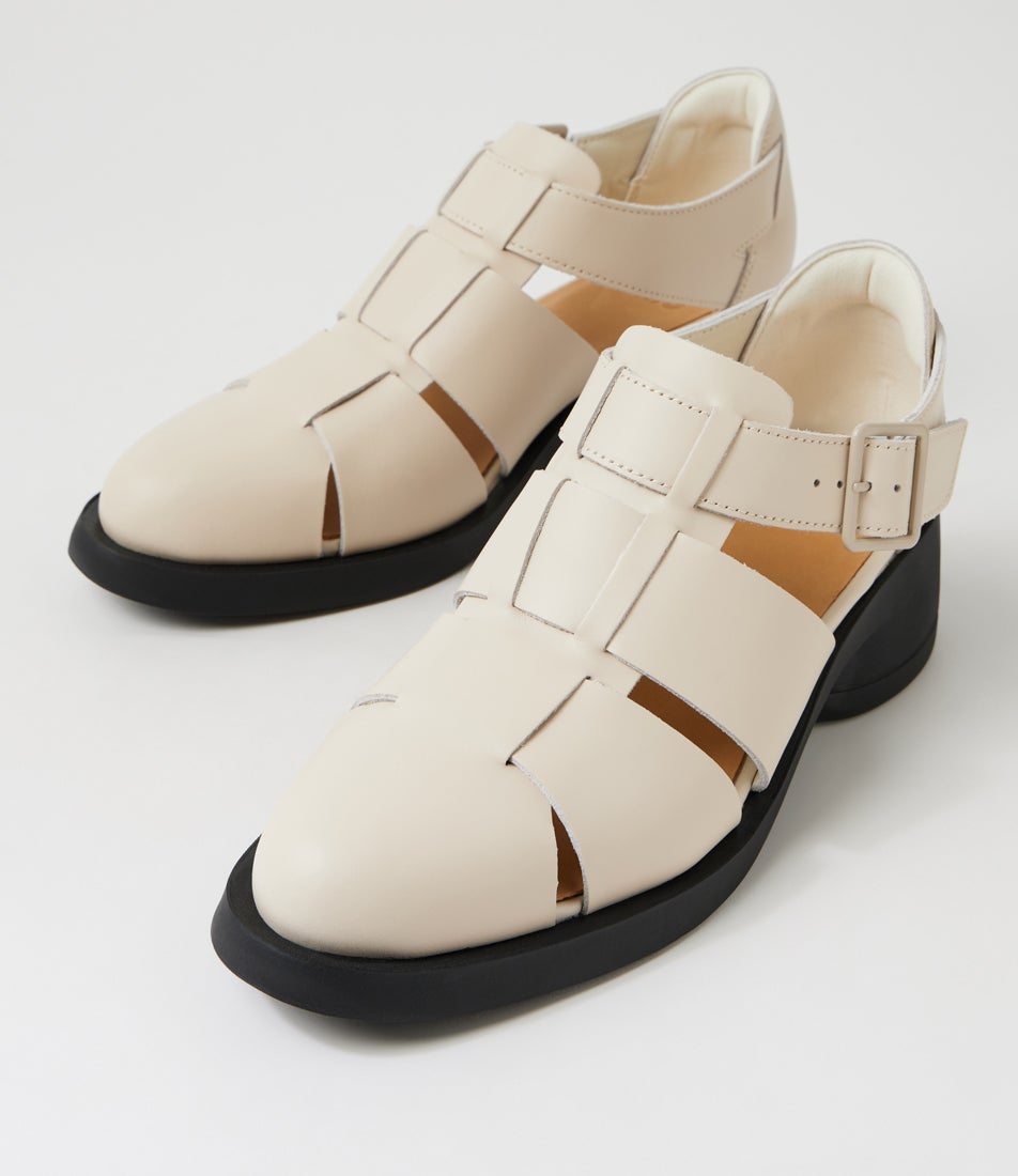 Paris Fisherman Bone Black Leather Flat Shoes