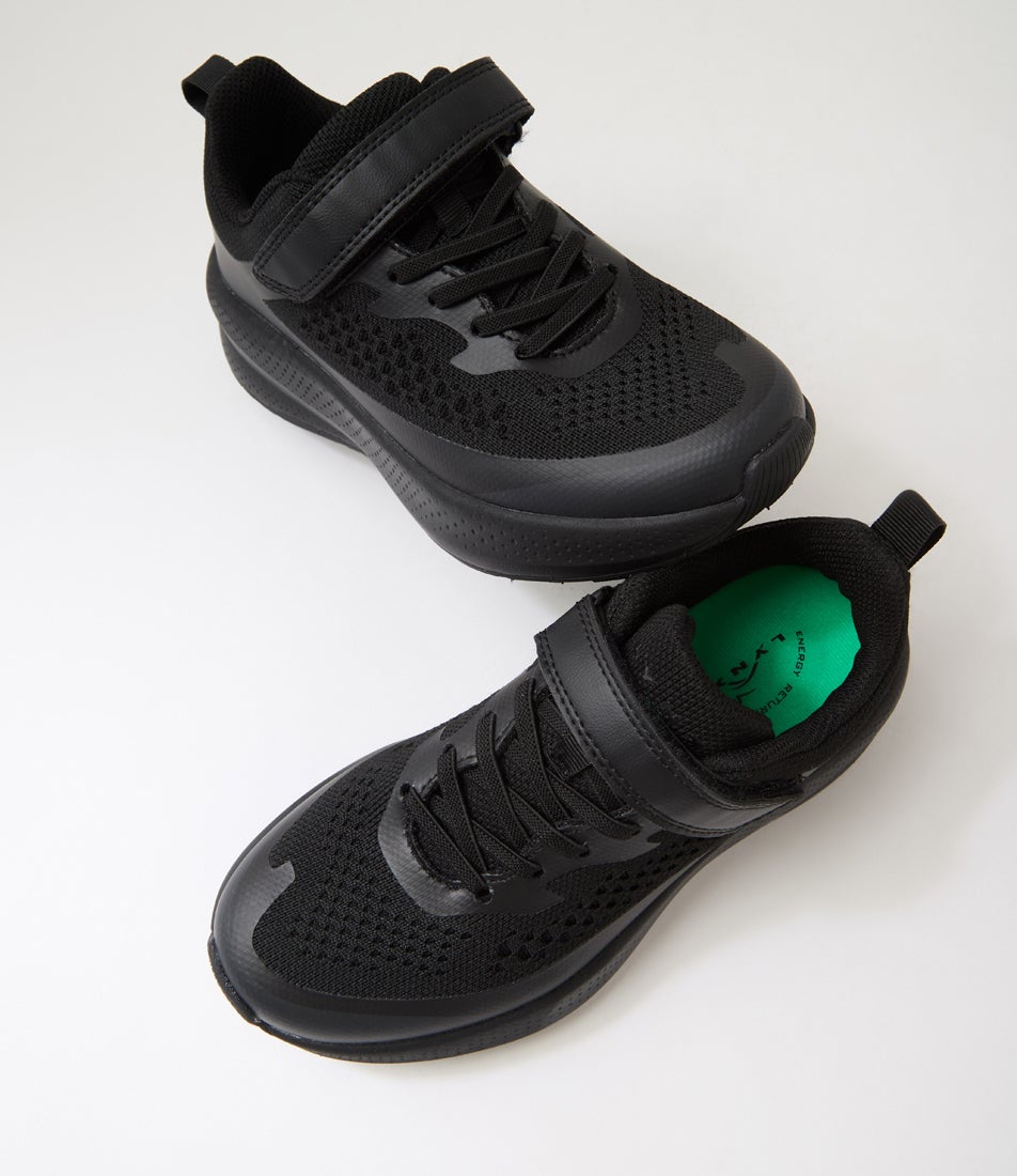 Burst Junior B Adjustable Black Knit Sneakers
