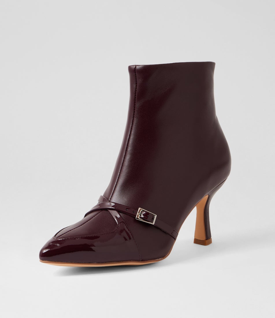 Lasmin Burgundy Patent Leather Ankle Boots