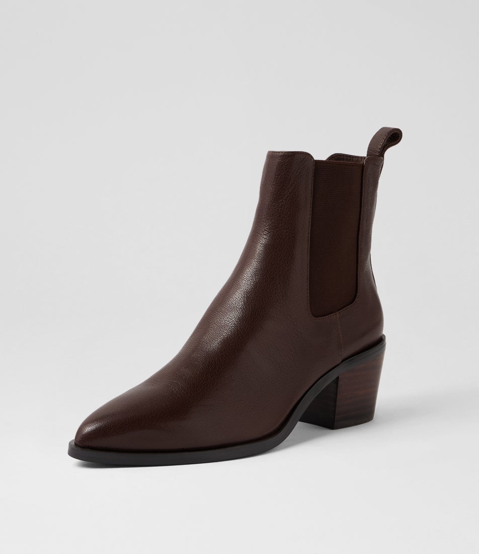 Folton Deep Dark Brown Leather Ankle Boots