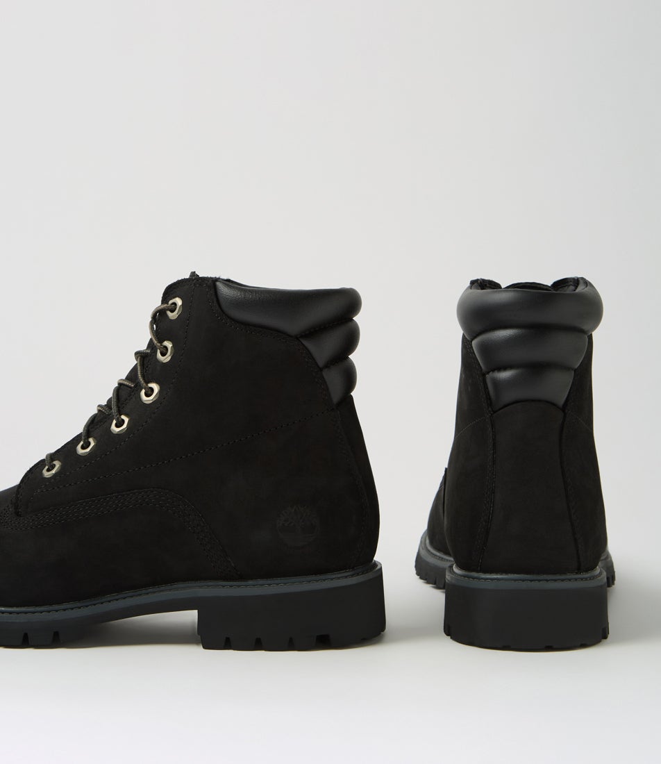 Alburn 6 Inch Lace Up Black Leather Boots