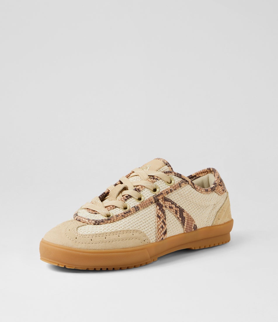 Swing 74 Tan Snake Canvas Suede Sneakers