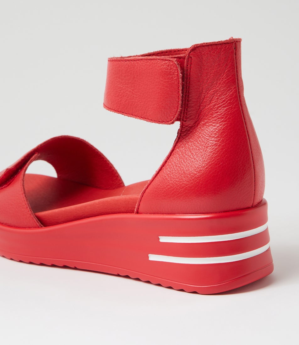 Sofio Xw Red Leather Sandals