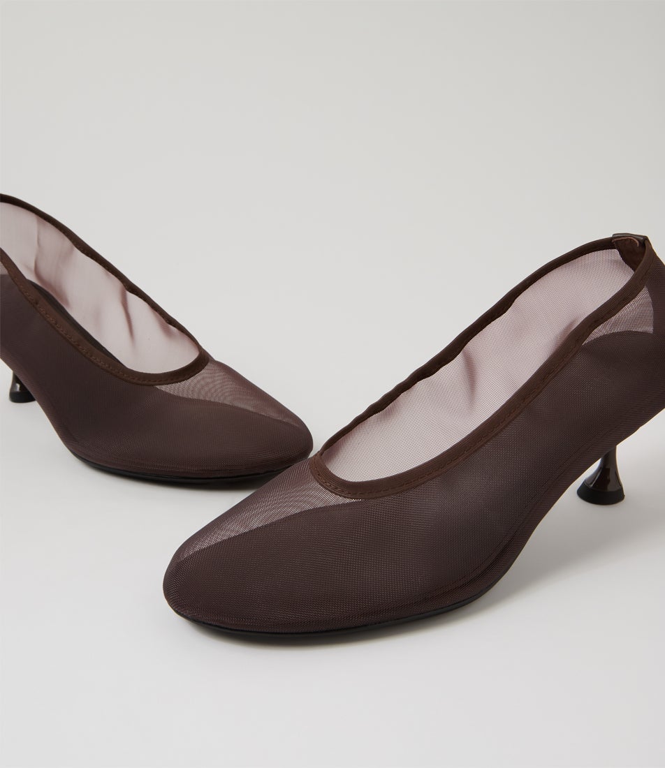 Abright Choc Mesh Heels