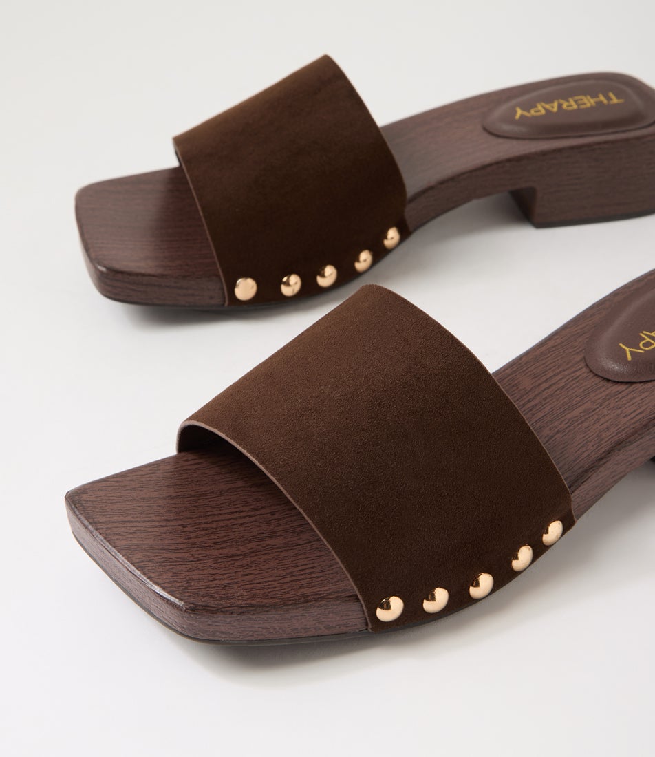 Zane Chocolate Microsuede Sandals
