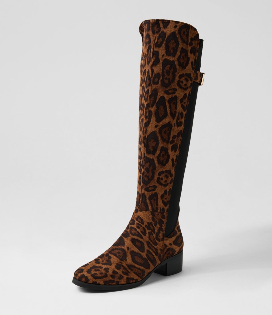 Tejai Leopard Fabric Knee High Boots