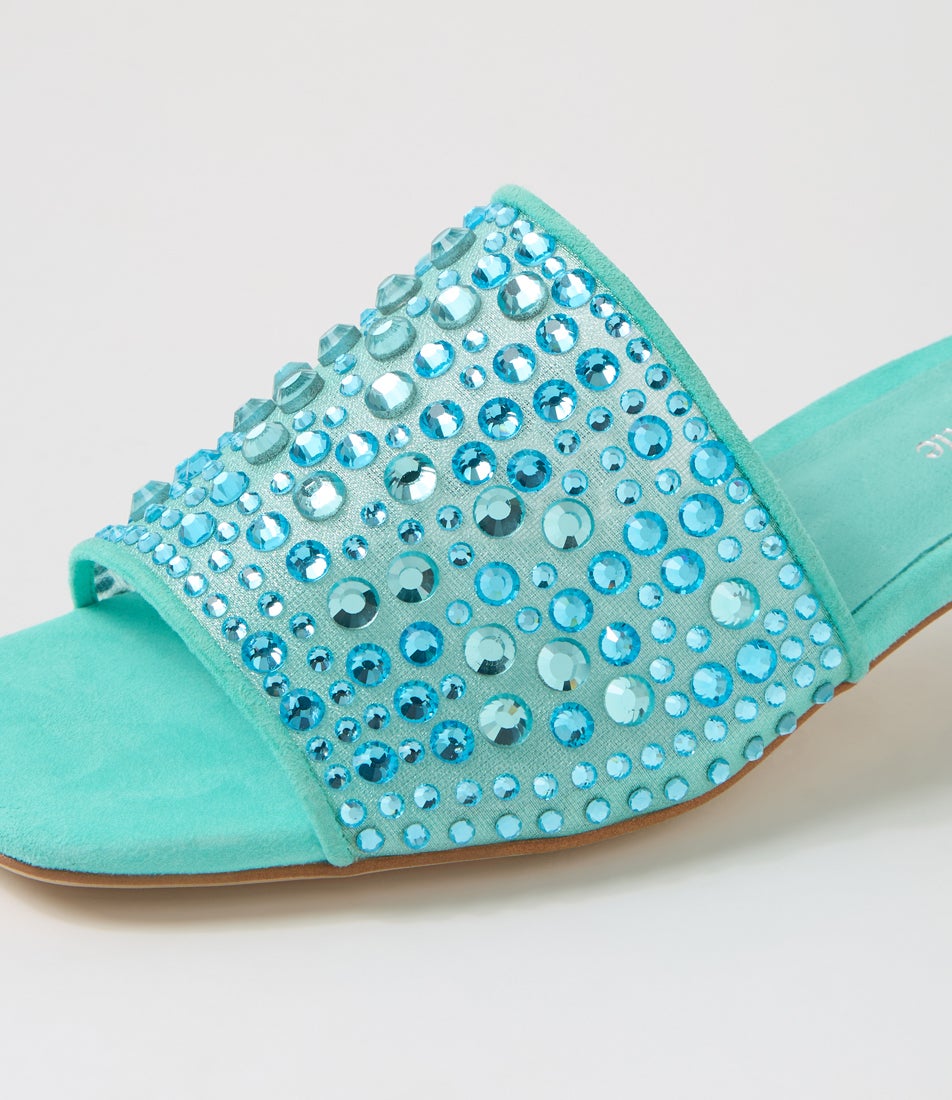 Heda Aquamarine Multi Suede Sandals