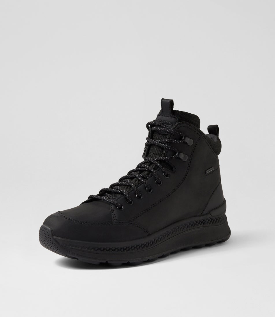 U Spherica Actif X2 B Abx A Black Leather Lace Up Boots