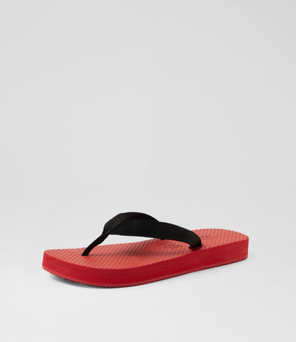 Fara Black Red Fabric Sandals