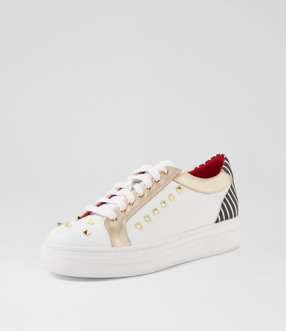 Nisshaly White Gold Multi Sneakers