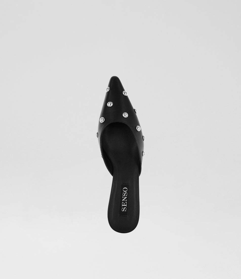 Mika Ebony Leather Pump Heels