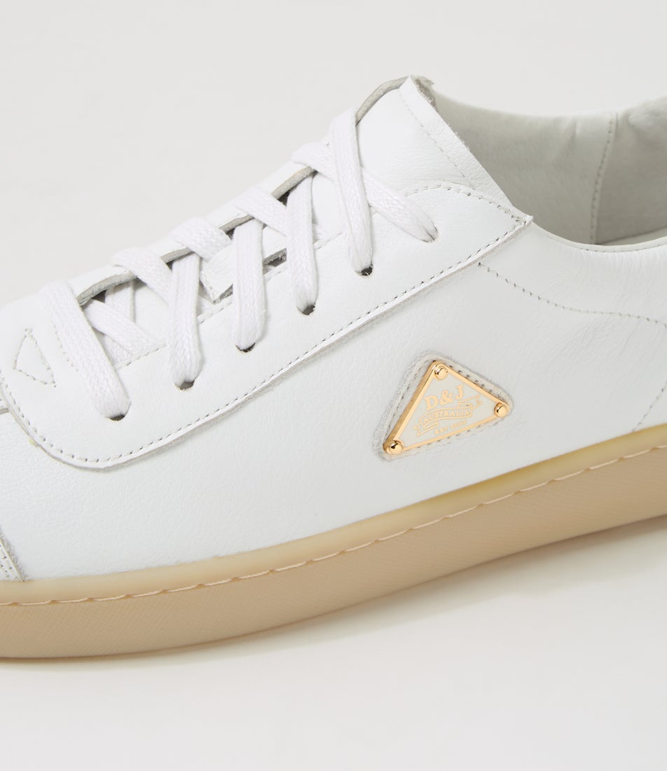 Haltar White Beige Leather Sneakers