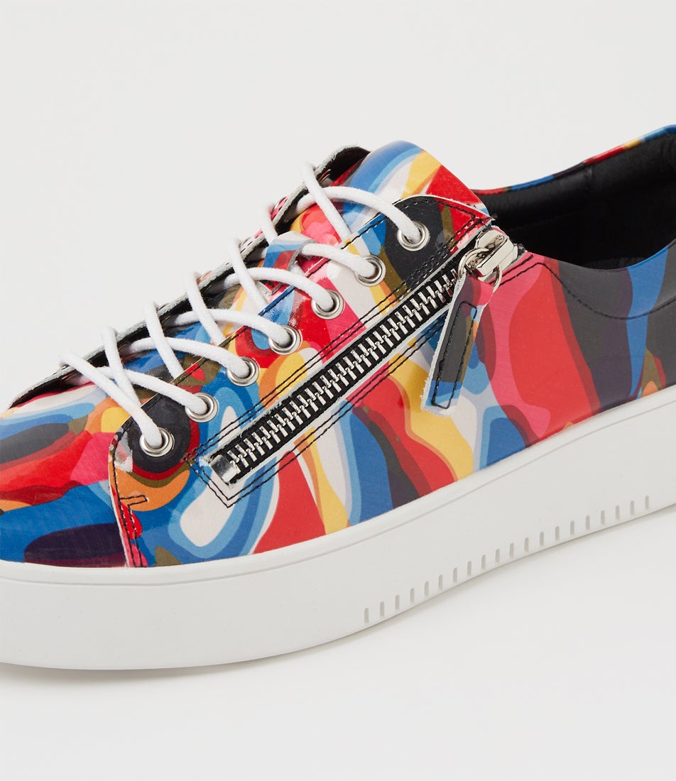Laila Black Swirl White Patent Leather Sneakers