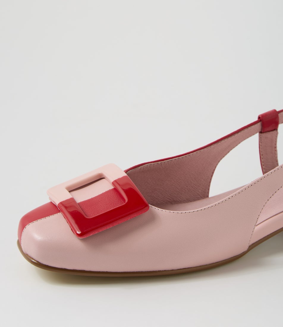 Brookes Pink New Red Leather Heels