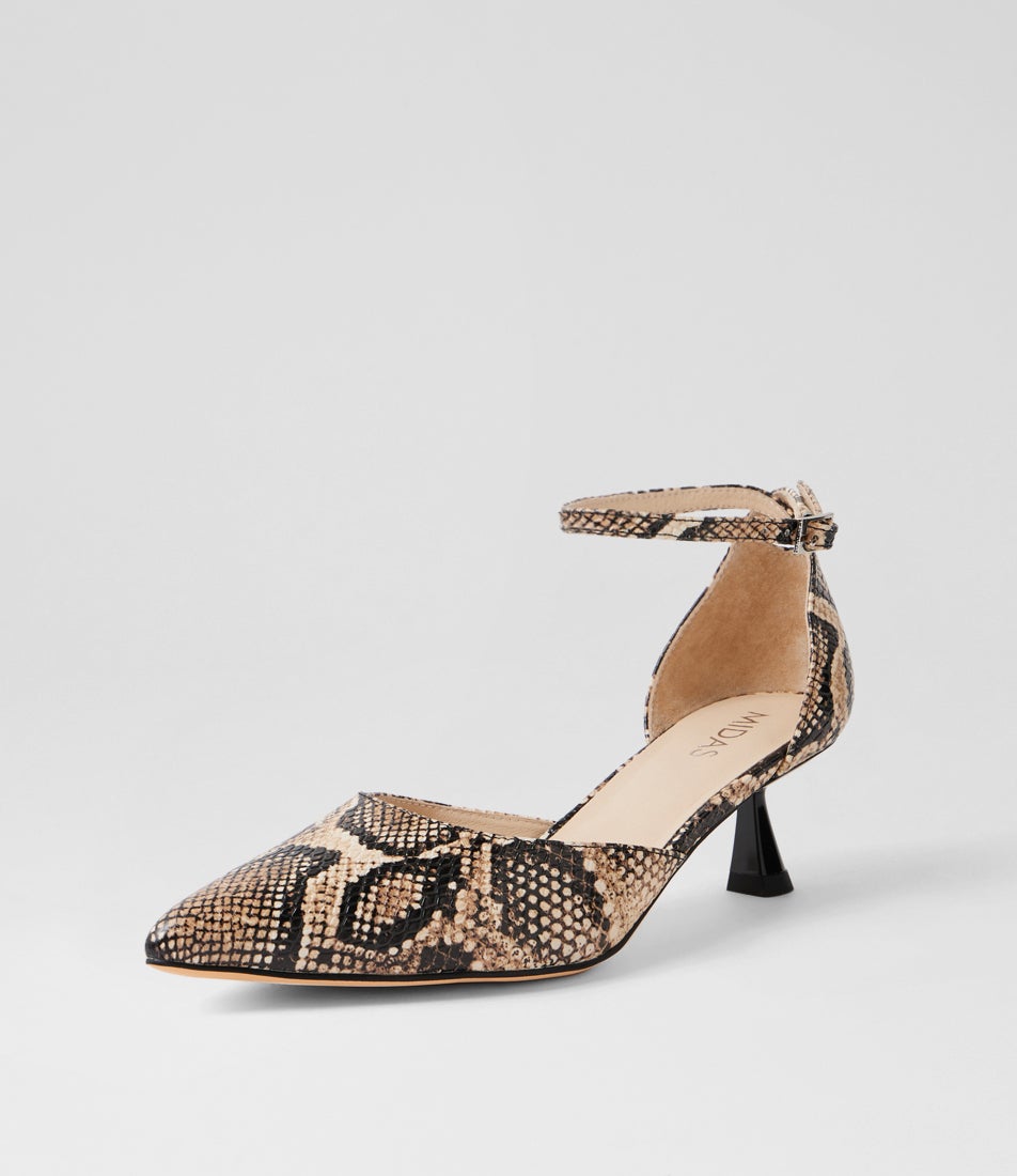 Vipera Latte Snake Leather Heels