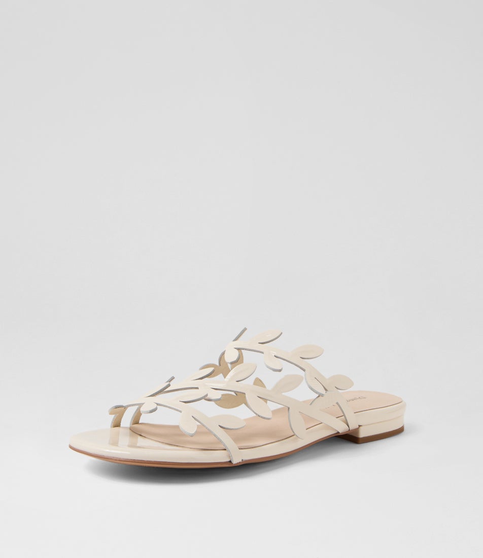 Kayaa Ivory Patent Leather Slides