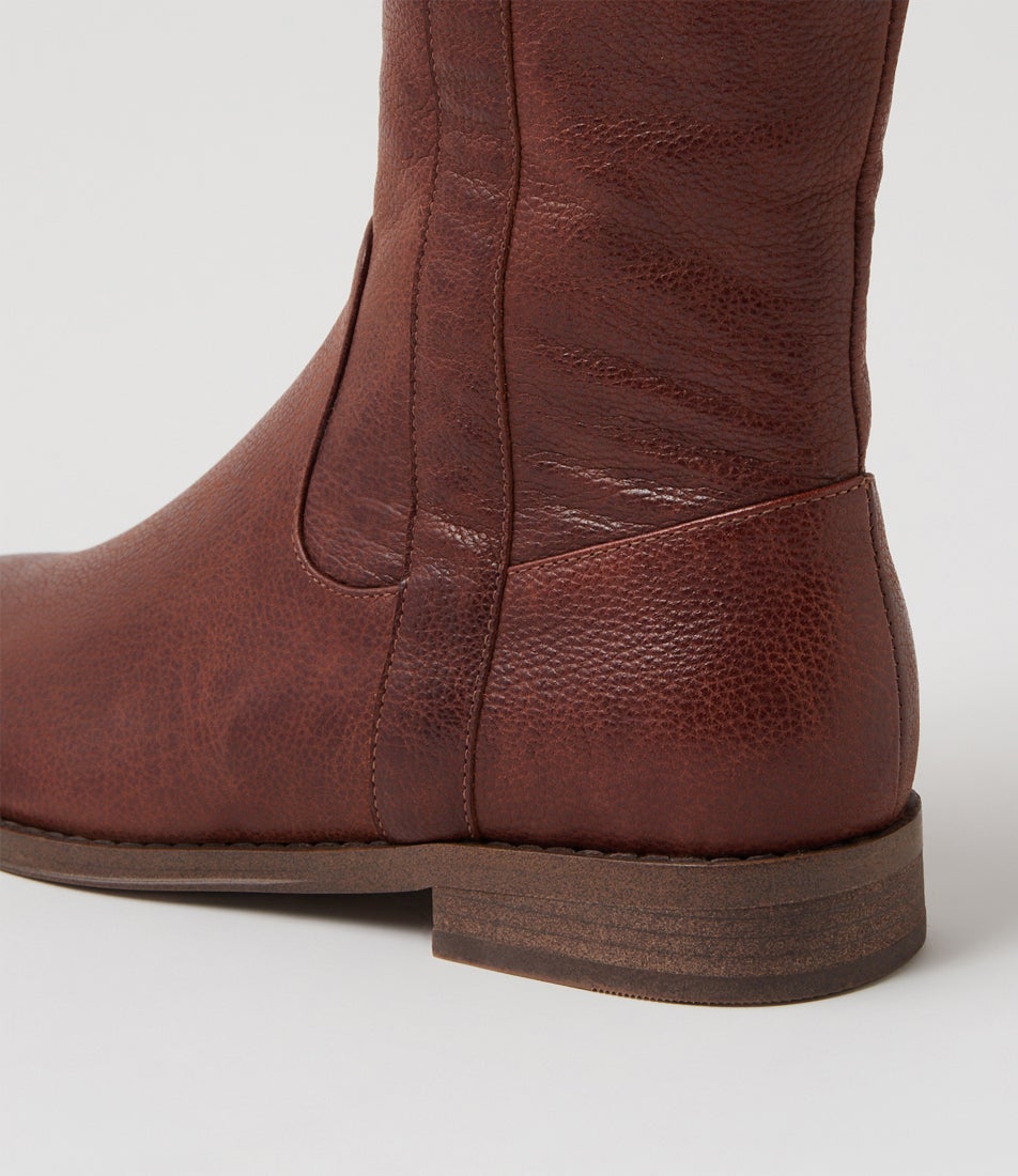 Yarari Chestnut Tumble Leather Knee High Boots