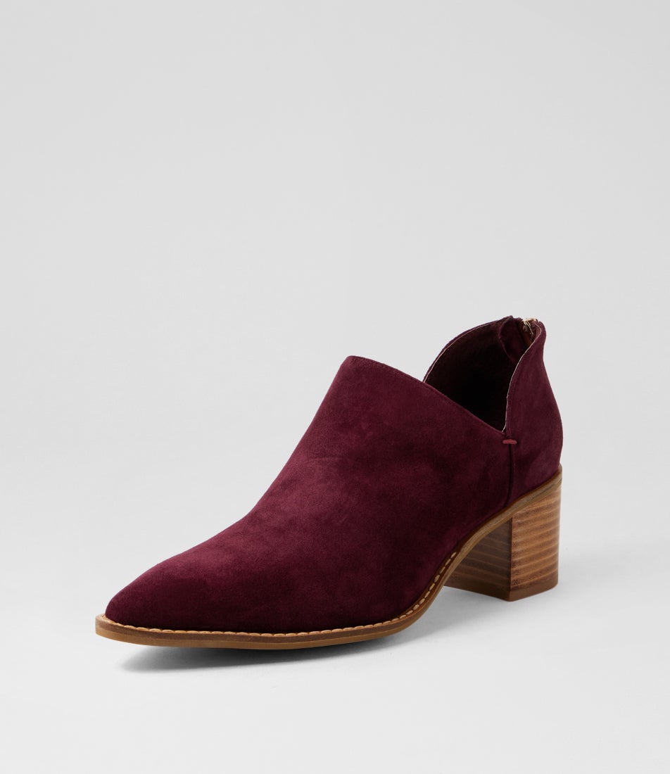 Fuego Burgundy Suede Ankle Boots