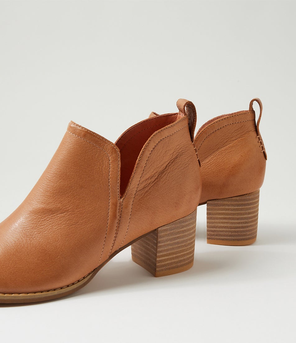 Sequin Dark Tan Natural Leather Ankle Boots