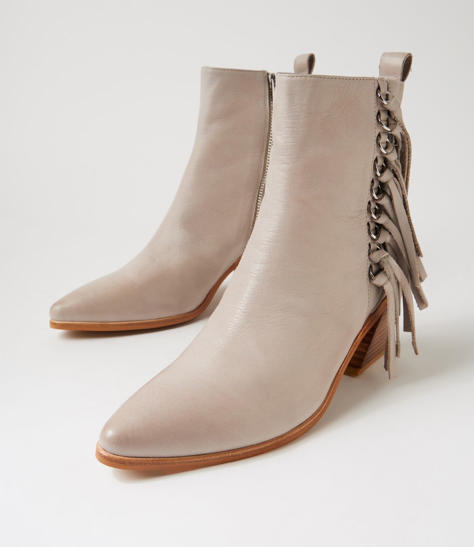 Joday Smoke Leather Ankle Boots