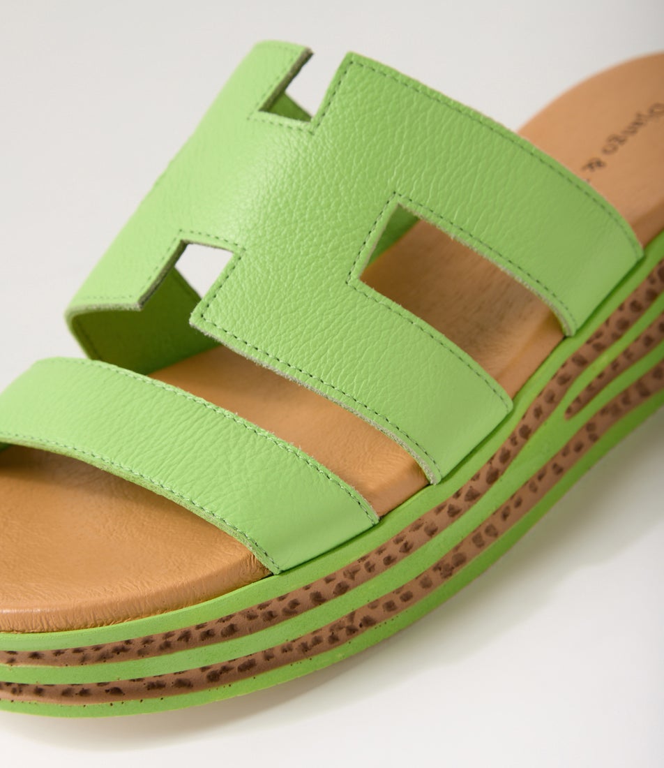 Copings Light Lime Leather Slides