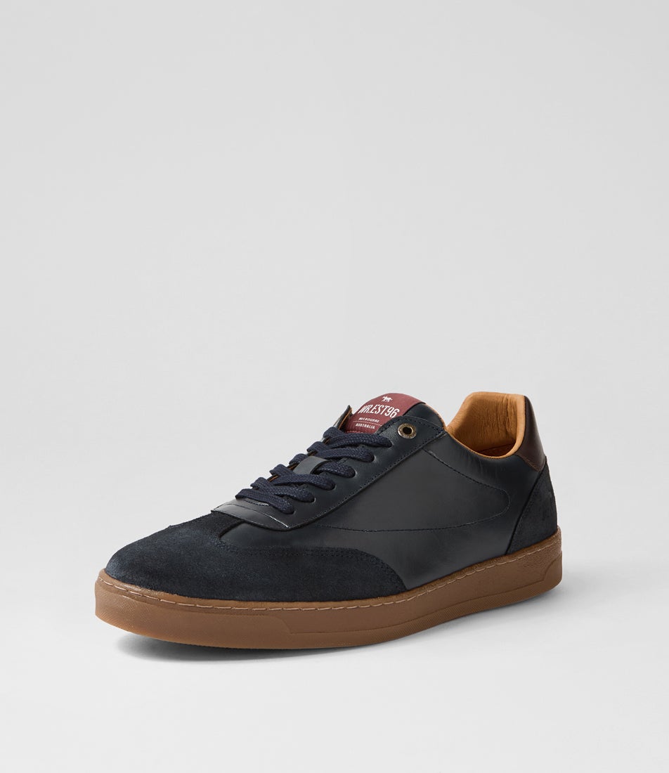 Dai Navy Leather Sneakers