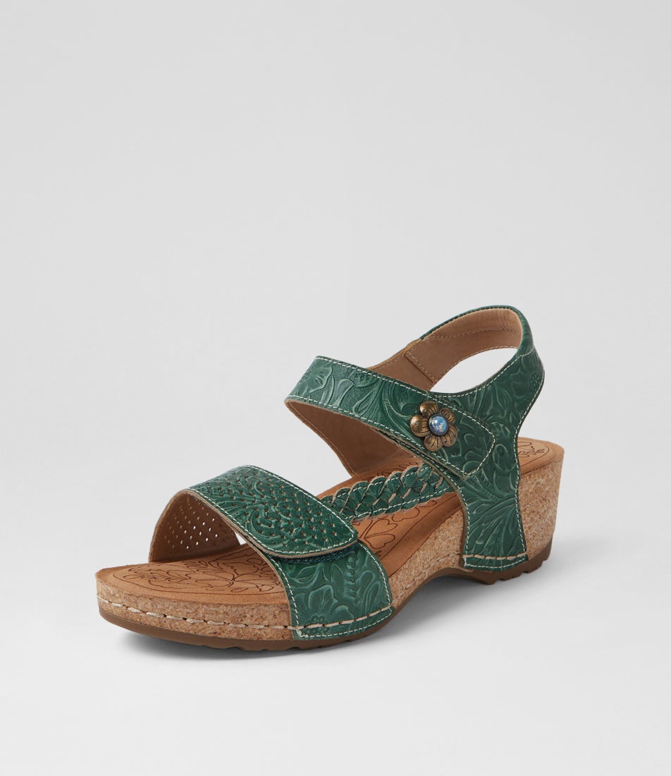 Jade Green Leather Sandals