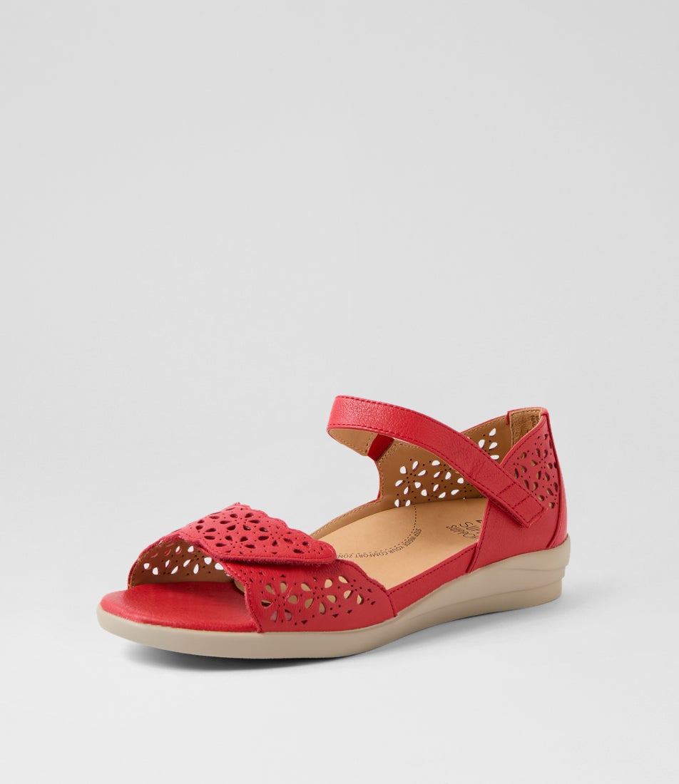 Dusty W Red Almond Leather Sandals