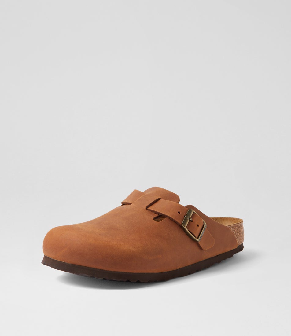 Boston Cognac Oiled Leather Flat Shoes