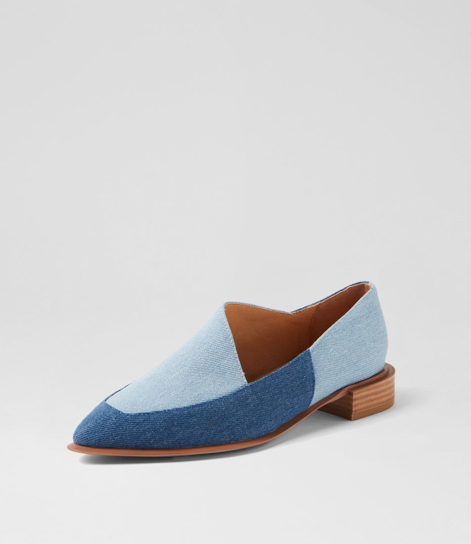 Elizas Dark Denim Light Denim Fabric Heels