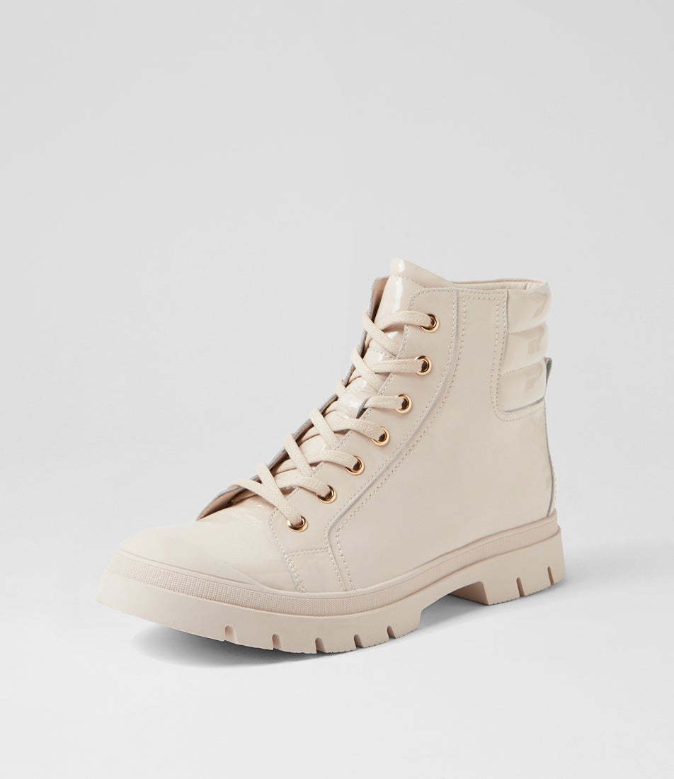 Soffey Vanilla Patent Leather Ankle Boots