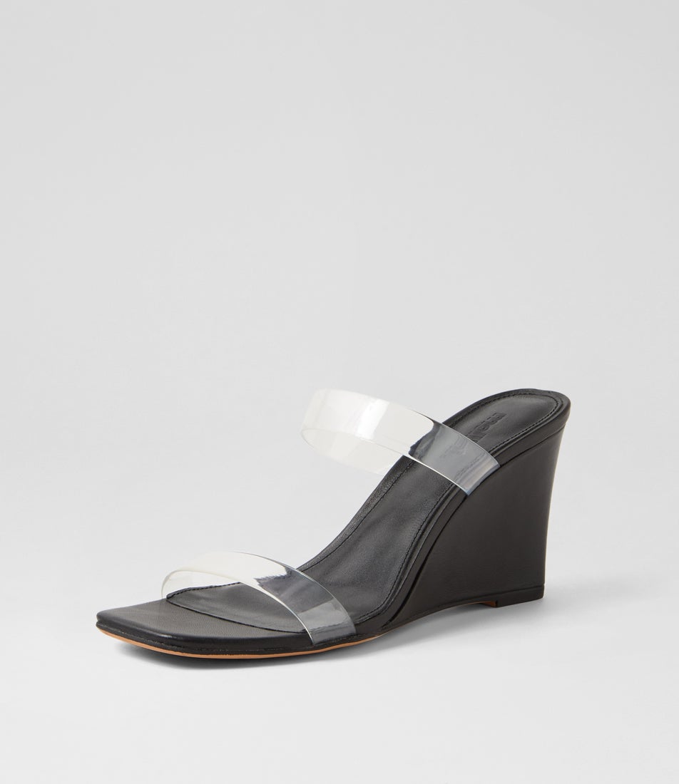 Antoneo Clear Black Vinylite Leather Sandals