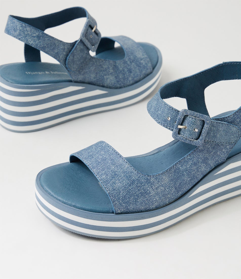 Figg Blue Denim Leather Sandals