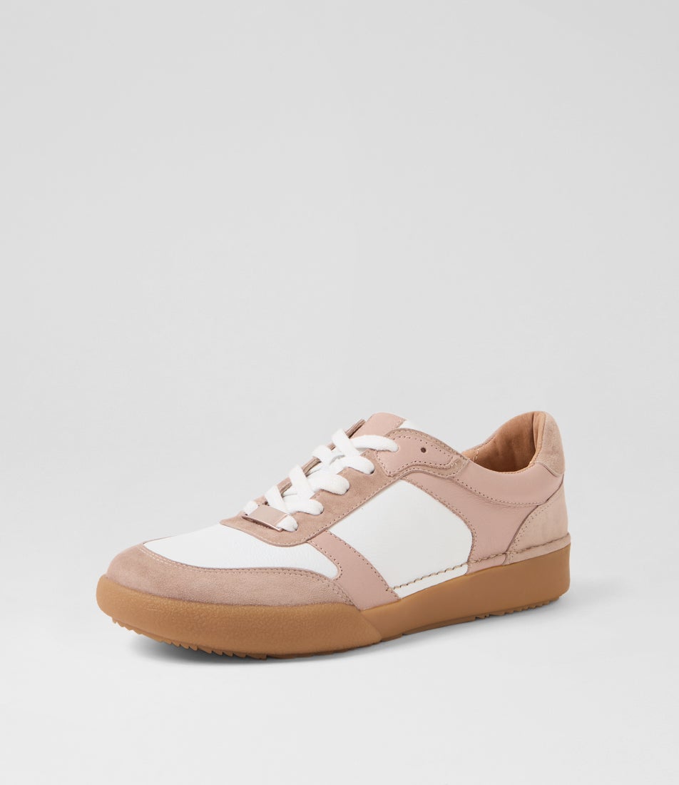 Yasminas Light Musk White Suede Leather Sneakers