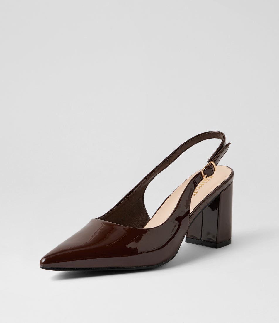 Elio Chocolate Synthetic Patent Heels Elio Chocolate Synthetic Patent Heels