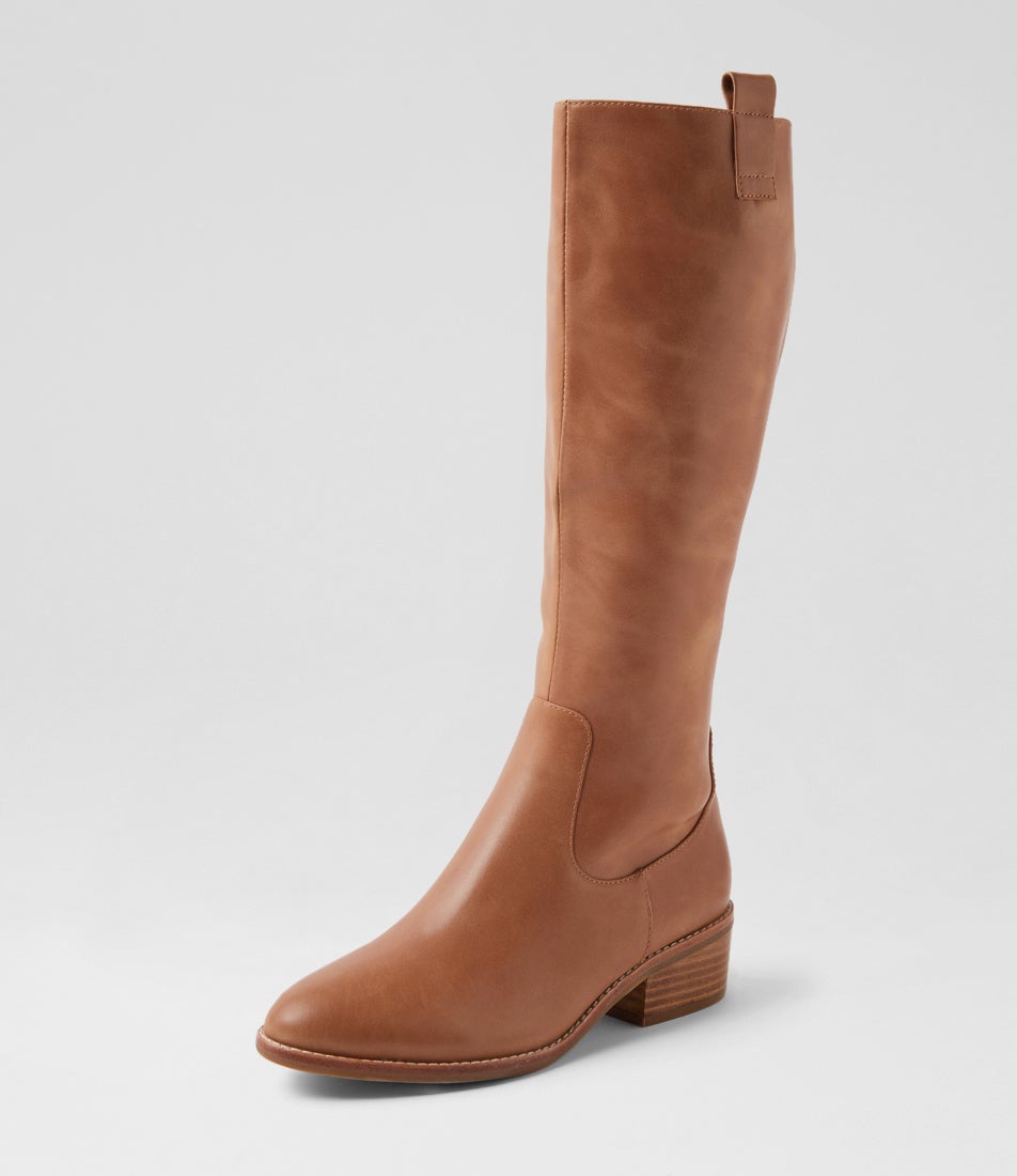 Giddy Mid Tan Leather Knee High Boots Giddy Mid Tan Leather Knee High Boots