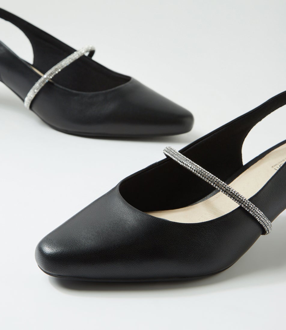 Lilium Black Leather Jewels Heels Lilium Black Leather Jewels Heels